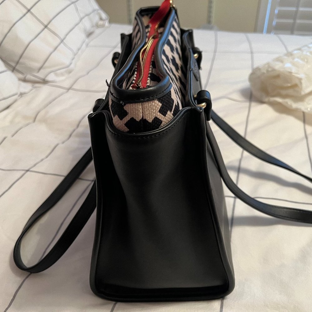 NWOT Spartina 449 Black Leather and Linen bag - Picture 3 of 7